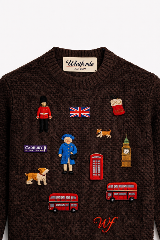 The Whitforde Heritage Motif Crewneck - Brown Wool Blend