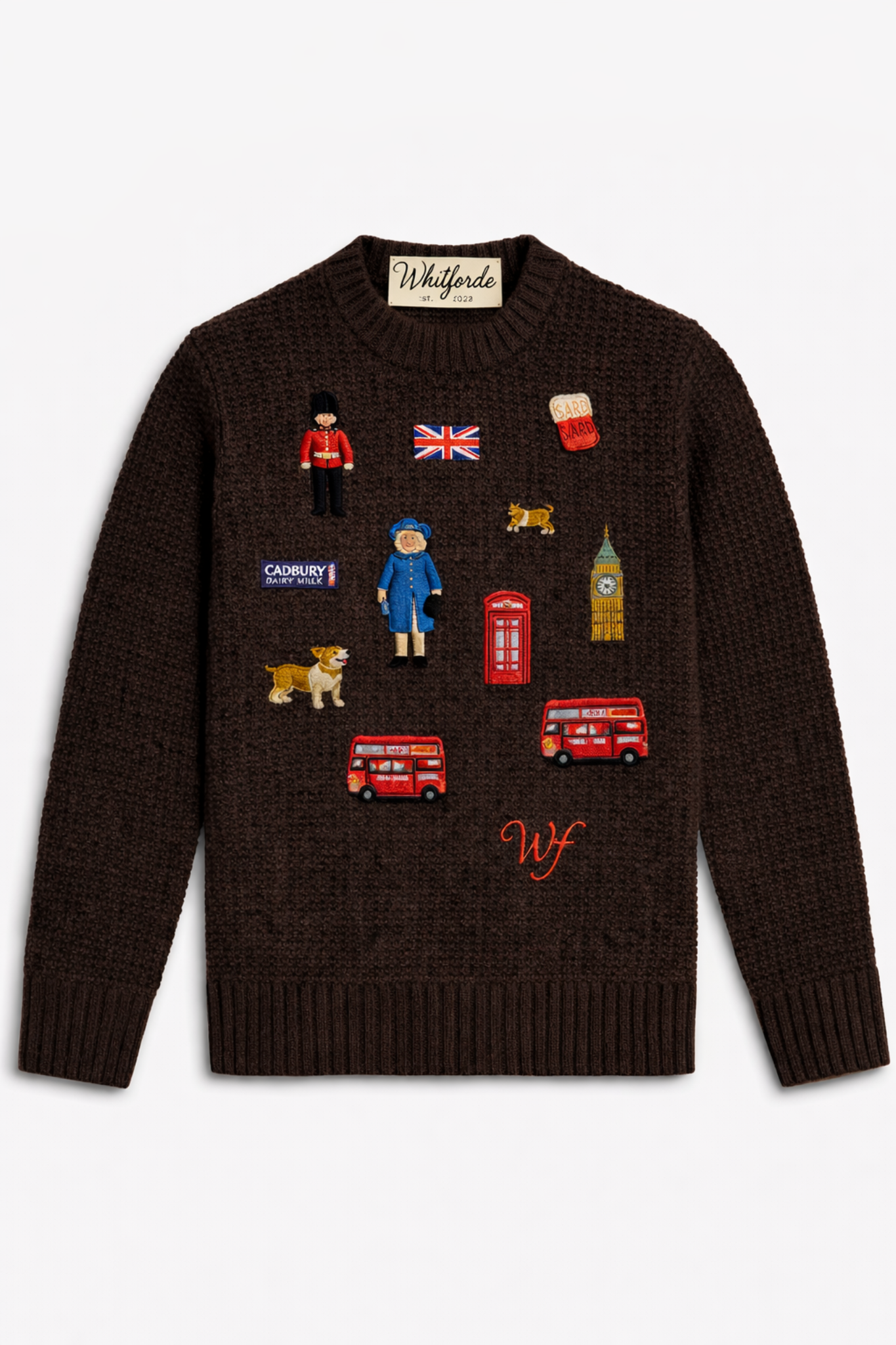 The Whitforde Heritage Motif Crewneck - Brown Wool Blend