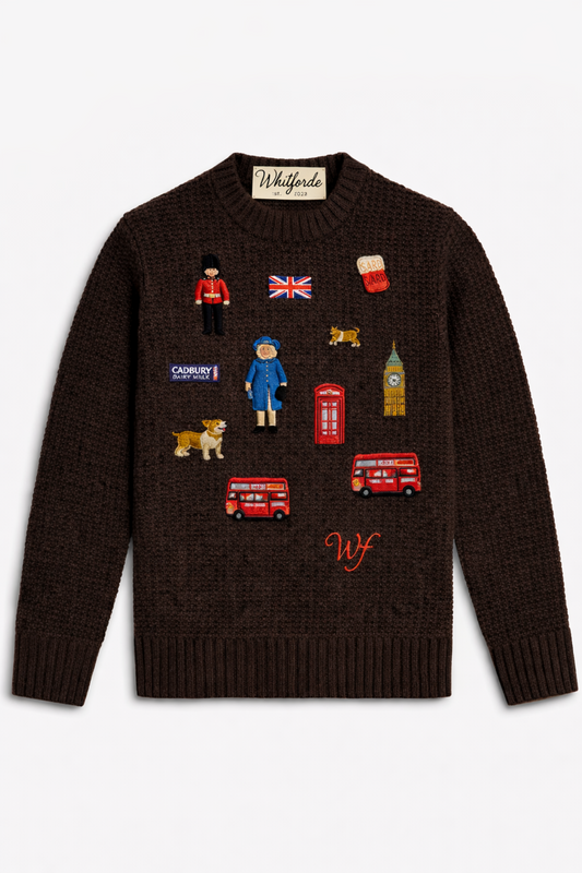 The Whitforde Heritage Motif Crewneck - Brown Wool Blend